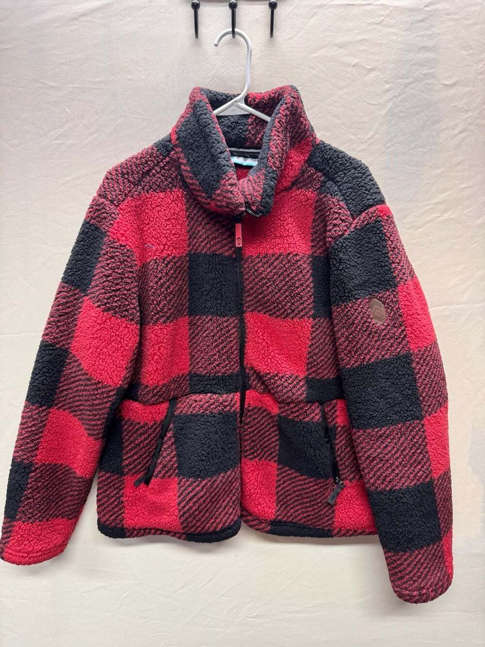 Free Country Red and Black Buffalo Plaid Sherpa Fleece Pullover Jacket XL